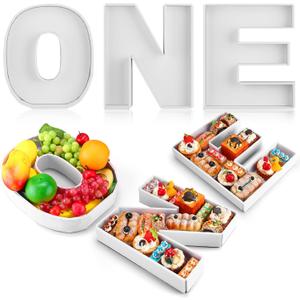 3 Pcs Large Charcuterie Letter 12'' Fillable Tray Charcuterie Box DIY Cardboard Letter Trays for Food 1st 2nd Birthday Anniversary Baby Shower Party Dessert Table(One)