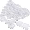 lyfLux 50 Packs Small Clear Plastic Storage Containers, Mixed Empty Mini, Case with Lids for Small Items and Other Craft Projects (1.37 x 1.37 x 0.7 Inches)