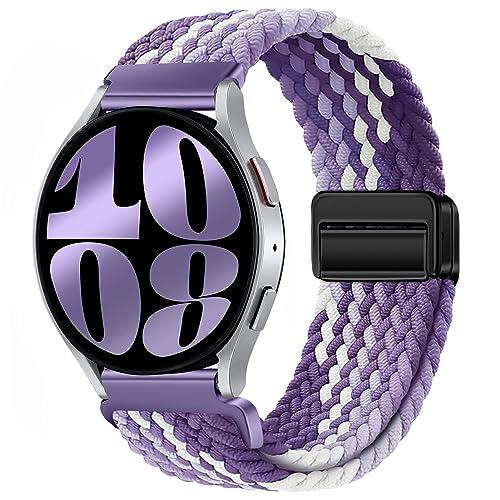20mm Magnetic Bands Compatible with Samsung Galaxy Watch 4 5 6 7 Band 40mm 44mm/Galaxy Watch 4 6 Classic Band 42mm 46mm 43mm 47mm/Watch 5 Pro 45mm/Active 2 Stretchy Braided Strap Wristband Women Men