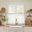 jinchan Linen Pinch Pleated Kitchen Curtains 20 Inch Natural Linen Tier Curtains Back Tab Farmhouse Cafe Style Light Filtering for Bathroom Laundry Room Small Window 2 Panels Off White