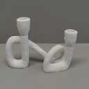 Bloomingville Modern Sculptural Double Taper Candle Holder, White