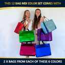Nush Nush Mix Color Extra Large Gift Bags with Handles – Set of 12 Reusable XL Bags in 6 Vibrant Colors with Glossy Finish – Perfect XL Goodie Bag for Christmas, Birthday Parties – 15.5Wx6Dx12H