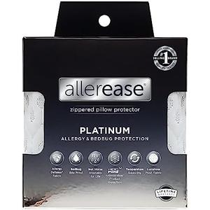 AllerEase Platinum Allergy Defense Particles Proof Temperature Balancing Luxurious Plush Fabric Machine Washable Bedbug Bite Proof Durable Zippered Pillow Protector, King Size, White