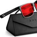 ANYLUV Blue Light Blocking Glasses Men Computer Gaming Glasses Lightweight Al-Mg Metal Anti Eyestrain Eye Protection (A4- Black(sleep Enhancement))