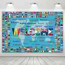 World Backdrop Banner,6x4ft International Welcome Background, 70X 47Inches