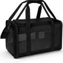 Hipubby Cat Carrier Dog Carrier for Pets Up to 16 Lbs, Soft-Sided Pet Travel Carrier for Cats and Small Dogs, Airline Approved Pet Carrying Case with Shoulder Strap & Removable Mat - Black