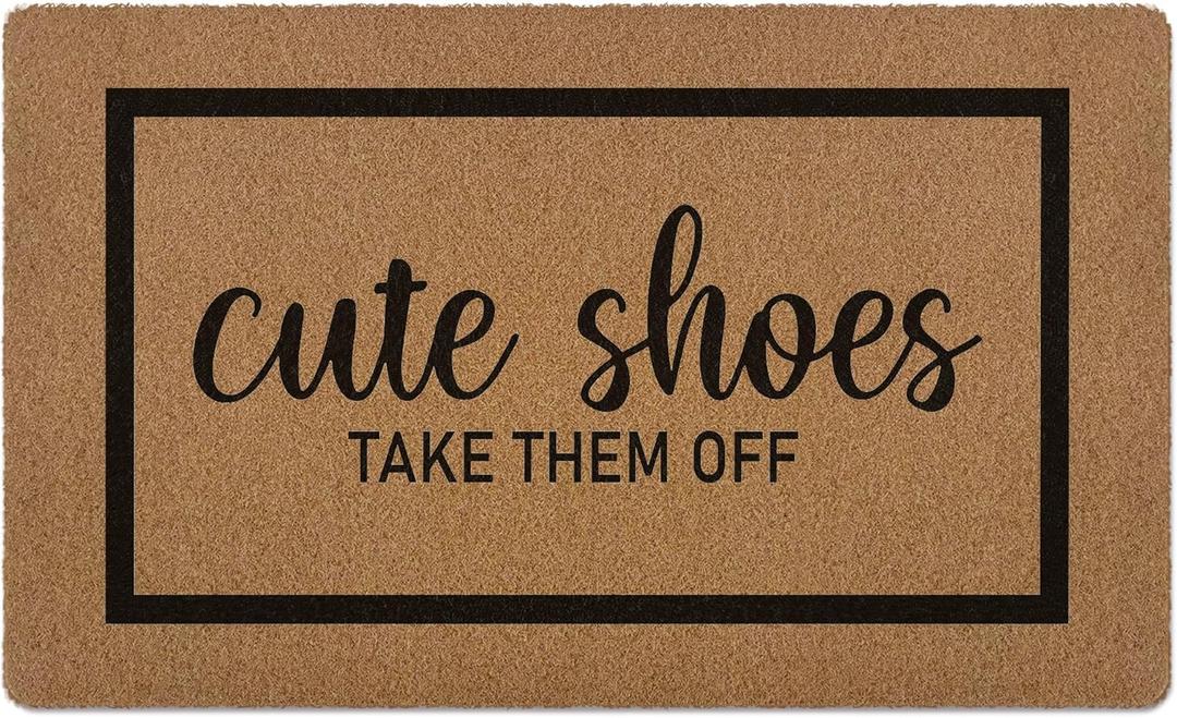 Cute Shoes Take Them Off Door Mat, Funny Welcome Front Door Mat Indoor Outdoor Entrance, Rustic Artificial Coir Doormat Rugs for Porch Entry Patio Kitchen Decor 30x17in