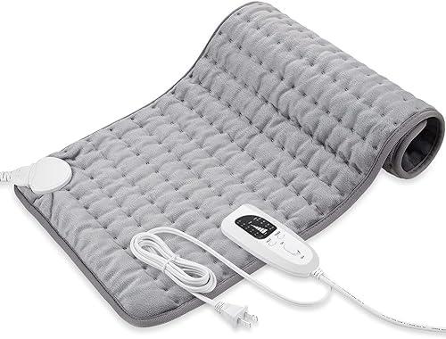 Deepsoon Heating Pad,Electric Heating Pads for Back,Neck,Moist Heating Pad for Abdomen Shoulder Knee Legs,Dry/Moist Heat&Auto Shut Off,Mother's Day Birthday for Men and Women,Silver,24x12 Inch