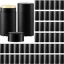 50 Pack Black Empty Deodorant Containers, 75ml/2.5oz, Bottom Filling, Refillable Deodorant Tubes Lipstick Balm Tubes Twisted, Plastic Oval for Homemade DIY Aromatherapy, Balm, Lotion