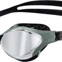 ARENA Unisex Adult Air-Bold Swipe Anti-Fog Training Swim Goggles Men and Women Cushioned Seals Large Fit Wide Lenses (Silver/Dark Olive)