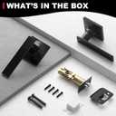 Passage Door Knob Black Door Knobs Interior Keyless Entry Door Lock with Handle Matte Black Door Handle Interior Door Lever Lock (6 Pack)