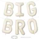 40 Inch Beige Big Bro Balloons Letter, Large Cream White Sand Big Bro Foil Balloon, Neutral Ivory Alphabet Mylar Balloon for Kid Newborn Boy Announcement Gender Reveal Baby Shower Party Decorations