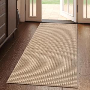 2x4 ft Entryway Rug Indoor Door Mat Non Slip Boho Woven Washable Area Rugs Kitchen Runner Rug Mat, Front Entry Rugs Entrance Doormat for Hallway Porch Bathroom Laundry Room, Brown 24"x48"