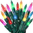 PREXTEX Multicolored Christmas Lights with Green Wire, 60 Feet, 300 Lights, Colorful String Lights Indoor or Outdoor - Incandescent String Lighting for Christmas Tree Decorations for Fences and Patios