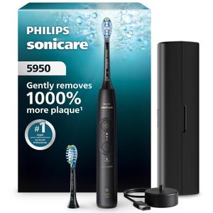 Philips Sonicare 5950 Series Electric Toothbrush, with Pressure Sensor, 6 Brushing Settings, SmarTimer, BrushPacer, 21-Day Runtime, Travel Case, Black, HX7131/03