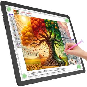 TOHETO A4 Light Board for Diamond Painting, Super Bright Magnetic Light Pad with Side Buttons, Lightbox for Tracing and Drawing, Corded Light Table for Sketching, Animation, Weeding Vinyl (Black)