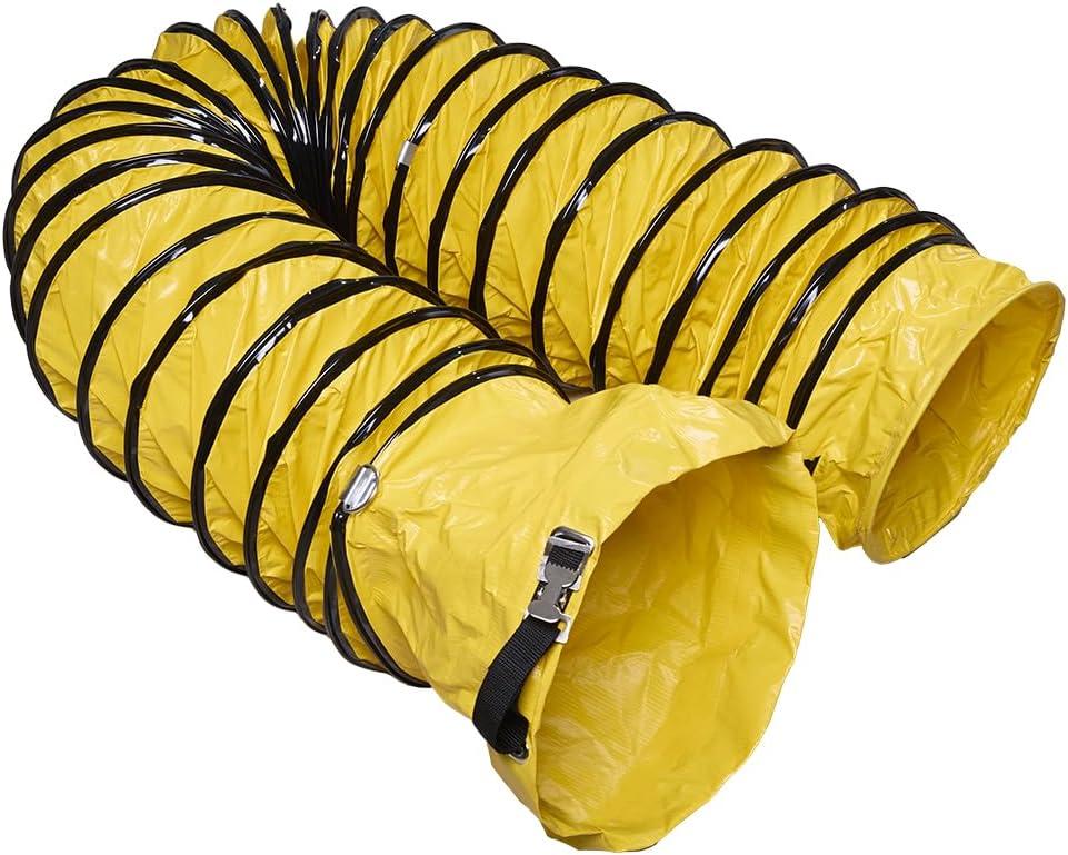 16 Inch 25FT PVC Flexible Duct Hose for Utility Blower Exhaust Fan | Flex Portable PVC Duct, Connecting Belt & D-shaped Rings, Easy Install, Industrial Ventilation, Confined Space Blower Exhaust