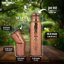 Hammered Copper Water Bottle (34 Oz /1000ml) With Set Of 2 Tumbler (10 Oz/300ml Each) | Best use for Office,Gym & gifts |100% Pure Copper Material with Leak proof Quality Made In India