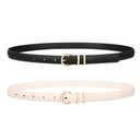 Women Skinny Belt for Jeans Fashion Ladies Leather Belt with Gold Buckle for Dress Pants