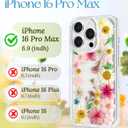 Loheckle for iPhone 16 Pro Max Case for Women - Girls Cute Glitter Dried Flower Floral Girly Aesthetic Kawaii Sparkle Sparkly Bling Unique Handmade Phone Cover for Apple 16 Promax 6.9", Fen