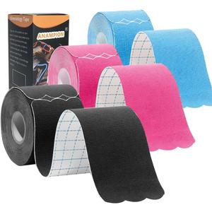 Kinesiology Tape Pro Athletic Sports (3 Rolls,60 Precut Strips) Waterproof Breathable Latex Free Tape for Ankle Wrists Knees Elastic Running Tennis Swimming Football Sports Activities Tapes (Mix) (Black+blue+pink)