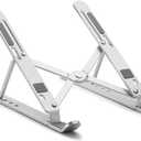 Stealodeal Adjustable Stainless Steel Laptop Stand for Desk | Foldable Portable Metal Notebook Holder & Riser for MacBook, iPad & 10–15.6 Inch Laptops (Silver)