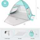 TOBTOS UPF 50+ Pop Up Beach Tent, Easy Set Up Beach Umbrella, Sun Shelter for 2-3 People UV Protection Portable Sunshade, Baby Canopy Cabana, Lightweight with Carry Bag, 63"L x 49.6"W x 50"H
