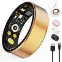 Smart Ring for Women Men, Health Tracker with Heart Rate/Blood Oxygen/Blood Pressure/Sleep Monitoring/Step Counting, IP68 Waterproof Fitness Ring (10#, Rose Gold)