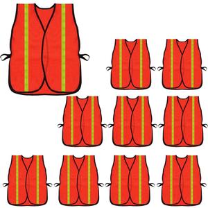 zojo High Visibility Safety Vests,Adjustable Size,Lightweight, Wholesale Reflective Vest for Outdoor Works, Cycling (Large-5X-Large, 10pcs-neon Orange Updated), Free Size