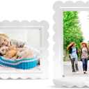 2 Pack of 5 x 7 Clear Acrylic Scalloped Picture Frames, Magnetic Acrylic Closure with Dual Kickstand Holes for Vertical and Horizontal Display