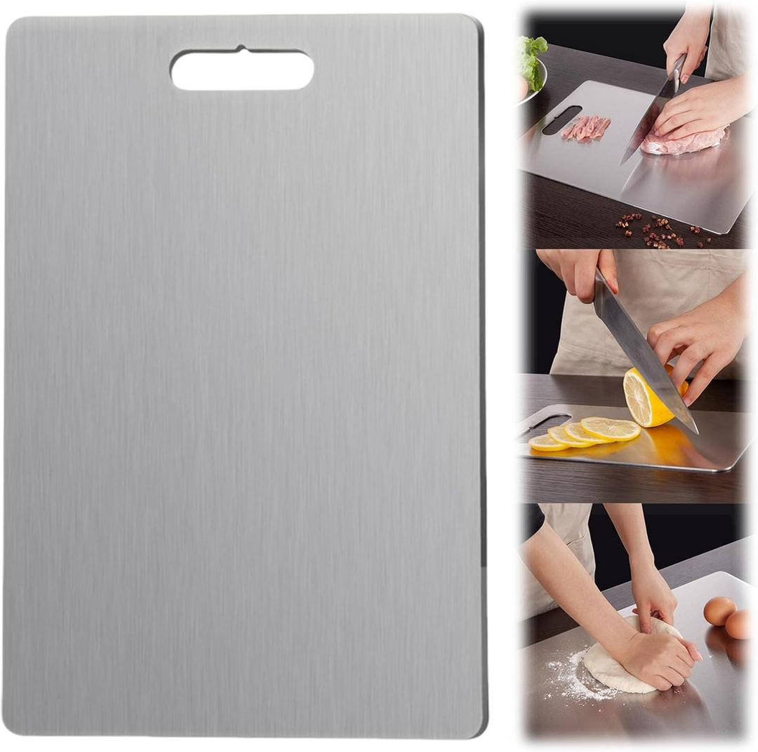 Yamato Cutting Board for Kitchen, Double Sided Stainless Nonstick Chopping Board for Kitchen Home Cooking Outdoor Camping, Suitable for Various Cooking Tasks (15.3 x 11 in,SUS304)