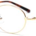 Oval Glasses For Men Thin Metal Eyeglasses Frame Women Unisex Clear Lens Eyewear (Gold)
