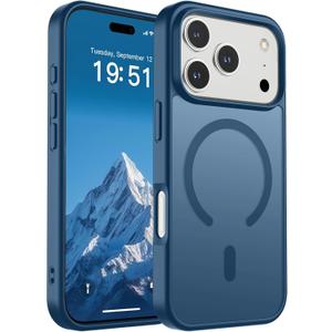 SUPFINE Magnetic for iPhone 17 Pro Case (Compatible with MagSafe)(Military Grade Drop Protection) Translucent Matte Shockproof with Anti-Fingerprint Phone Cover,Deep Blue