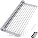 Roll Up Dish Drying Rack Over The Sink Kitchen Roll Up Sink Drying Rack Multipurpose Foldable Sink Drying Mat, Heat-Resistant, Anti-Slip & Anti-Rust Dish Rack for Kitchen, 20.5" x 13", Grey (Gray)