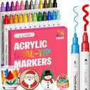 TEDECA 24 Colors Acrylic Paint Markers, Dual-Tip Acrylic Paint Pens for Fabric, Stone, Ceramic, Glass, Wood, Canvas, Metal, Rock Painting - Christmas Gift DIY Crafts Art Supplies, Fine and Dot Tip