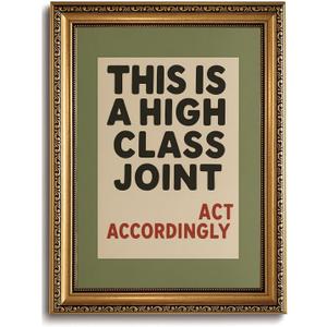 Vintage Gold Framed Wall Art Funny Bathroom Decor Sign, 16x24 Inch