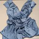 Halfisland Womens Summer Satin V Neck Cap Sleeve Backless Maxi Dress Elegant Twist Cut Out Midi Dresses Wedding Guest Dark Blue M