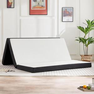 Sweetcrispy Tri-Fold Memory Foam Mattress - 4 inch Queen Foldable Mattress with Collapsible and Washable Cover, Portable Floor Bed with CertiPUR-US Certified, for Travel & Yoga, Guest Mat