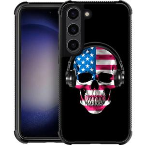 CARLOCA Compatible with Samsung S23 Plus Case,American DJ Skull Samsung Galaxy S23 Plus Cases Graphic Design Shockproof Anti-Scratch Drop Protection Case