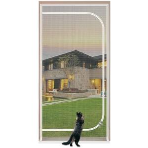 Upgraded Pet Screen Door,Fits Door Opening Size 40''x 95'',Thickened Cat Resistant Mesh Screen Door for Living Room,Kitchen,Bedroom,Cat Introduction Screen with Zipper Closure.
