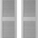 Builders Edge 12 in. W x 43 in. H Builders Edge, Standard Cathedral Top Center Mullion, Open Louver Shutters, Includes Matching Installation Spikes (Per Pair), 030 - Paintable