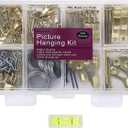 Picture Hangers, Picture Hanging Kit, 225pcs Heavy Duty Frame Hooks Hardware with Nails, Hanging Wire, Screw Eyes, D Ring and Sawtooth for Wall Mounting