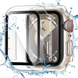 Tensea for Waterproof Apple Watch Screen Protector Case Series 9 8 7 41mm Accessories, iWatch Protective PC Face Cover Built-in Tempered Glass Film, Sweatproof Bumper for Women Men, 41 mm (Clear)