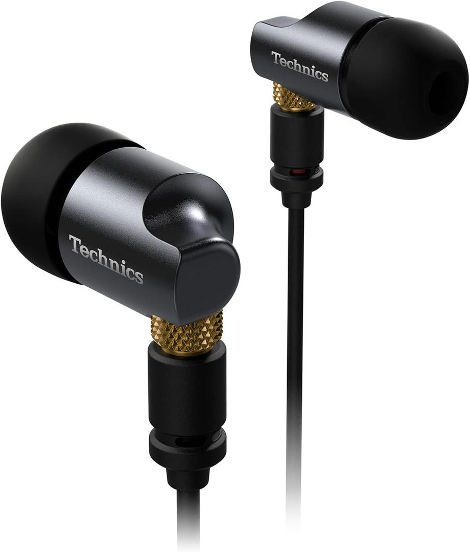 Technics Premium in- Ear Monitors IEM, High-Fidelity Wired in-Ear Earbuds Earphones with Innovative 10mm Driver for Ultra-Low Distortion - EAH-TZ700, Black/Gold