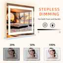 FENCHILIN Vanity Mirror with Lights, 22" x 19" Backlit + Front Lit Hollywood Makeup Mirror LED Strip with 3 Colors Modes Smart Touch for Dressing Room & Bedroom White