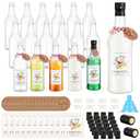 Baderke 24 Set Plastic Coquito Bottles 32 oz Plastic Clear Wine Bottles with Caps and Tags for Home Brewing Wedding Party Favors(Black)