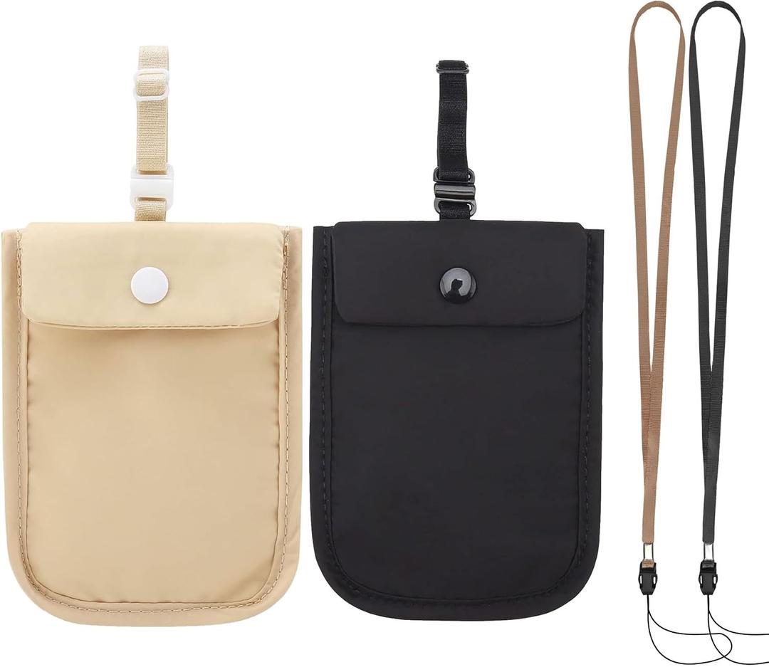 Travel Bra Wallet for Women, Hidden Bra Wallet Pickpocket Proof Under Clothes Money Belt Pouch Secret Travel Wallet for Money Valuables (Black, Nude)