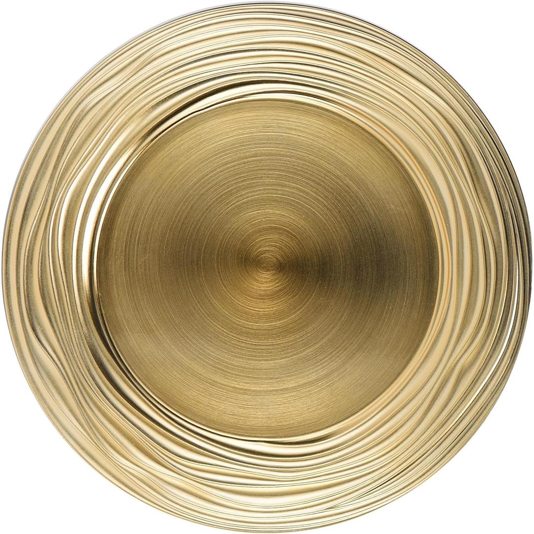 13 Inch Round Charger Plates, Set of 6, Dinner Chargers Bulk Wedding (Gold)