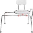 Eagle Health Supplies Sliding Shower Chair Tub Transfer Bench with Swivel Seat, FSA/HSA Eligible, Height Adjustable Shower Benches for Inside Shower, Shower Seat for Elderly and Disabled, 77662