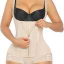 SHAPERX Women's Fajas Colombianas Shapewear Tummy Control Body Shaper Girdles Post Surgery Compression Garment (Beige, M)